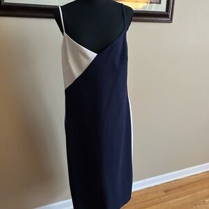 Vince Camuto Asymmetrical Navy and White Dress